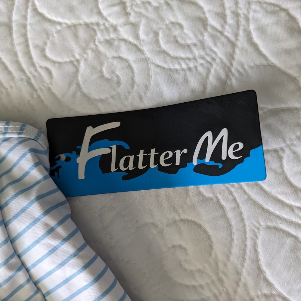 Blue White Criss Cross Lace Up Tie Back One-piece Swimsuit Flatter Me BOHO Small - Picture 8 of 11